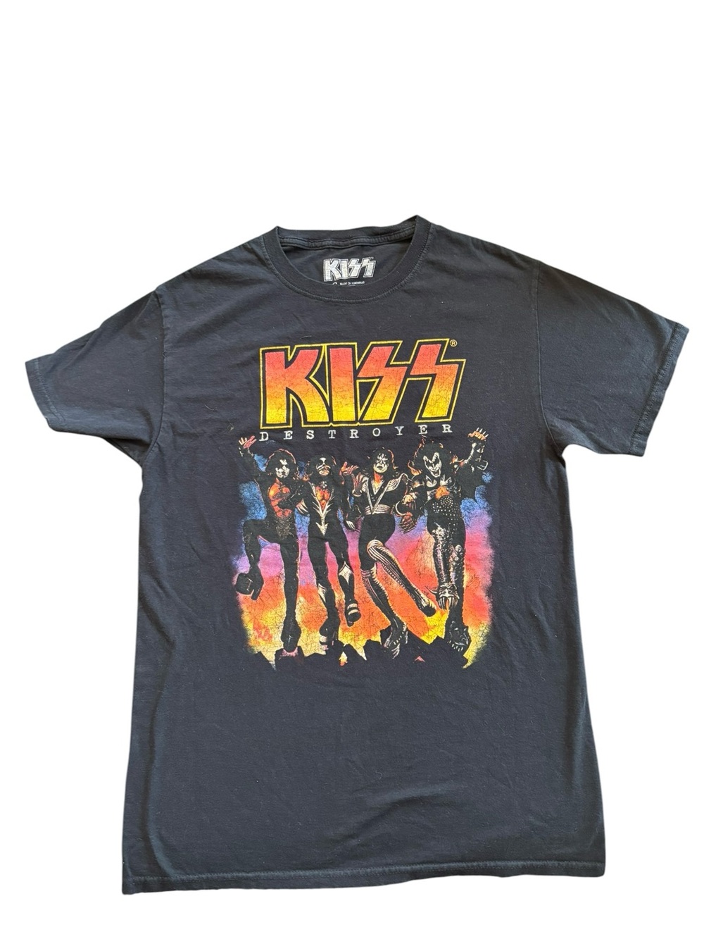 Kiss Destroyer Band Tee Sz S Black 100% Cotton SS Grunge Legendary Hard Rock